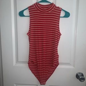 Red and white striped bodysuit